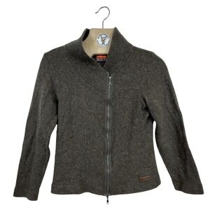 Merrell Women's Wool Blend Zip‎ Jacket Brown Fitted Outdoor Hiking Medium